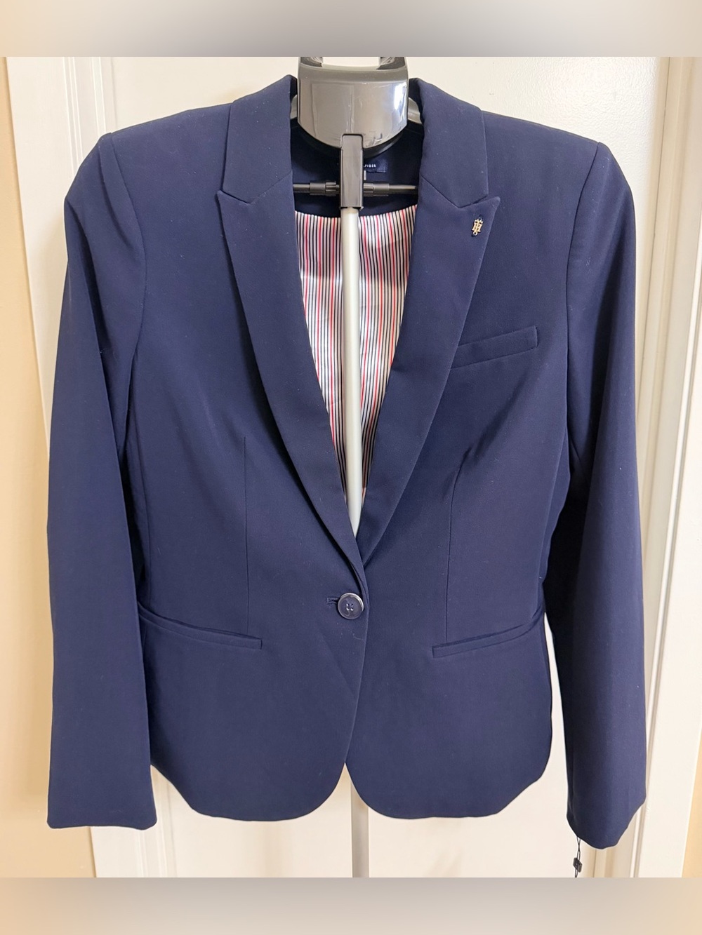 Tommy Hilfiger Women's Navy Single-Button Blazer